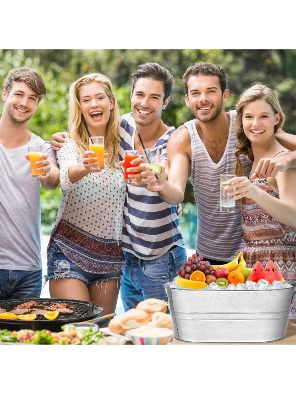 4 Pack Large Metal Ice Buckets - 3 Gallon Galvanized Drink Tubs for Parties